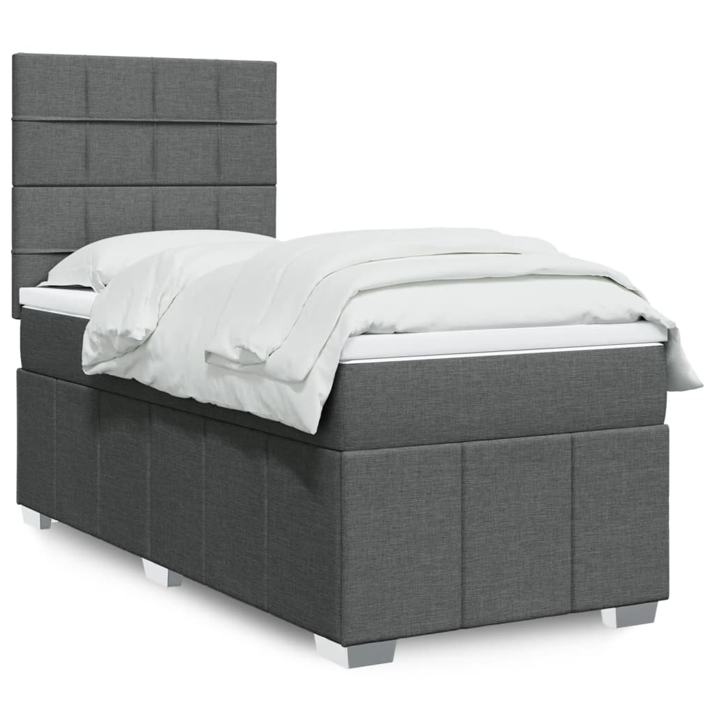 Sommier à lattes de lit avec matelas Gris foncé 90x200 cm Tissu - XIOS