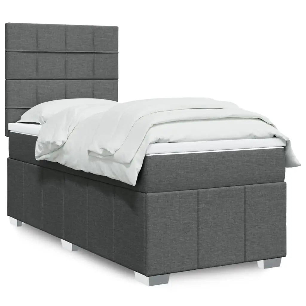 Sommier à lattes de lit avec matelas Gris foncé 90x200 cm Tissu - XIOS