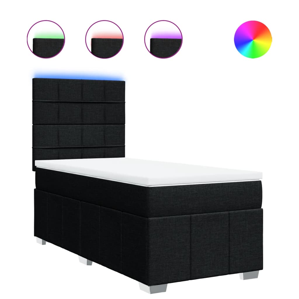Sommier à lattes de lit avec matelas Noir 90x200 cm Tissu - XIOS