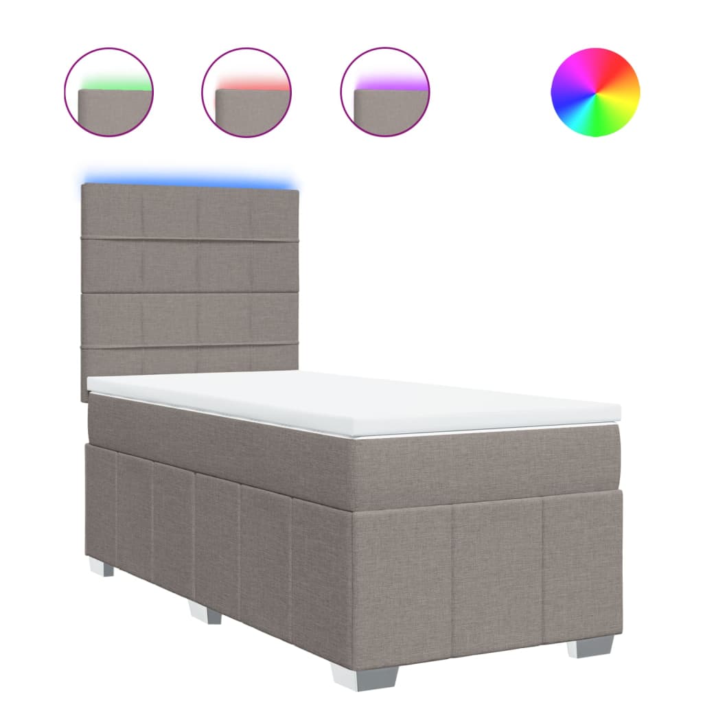 Sommier à lattes de lit avec matelas Taupe 90x200 cm Tissu - XIOS