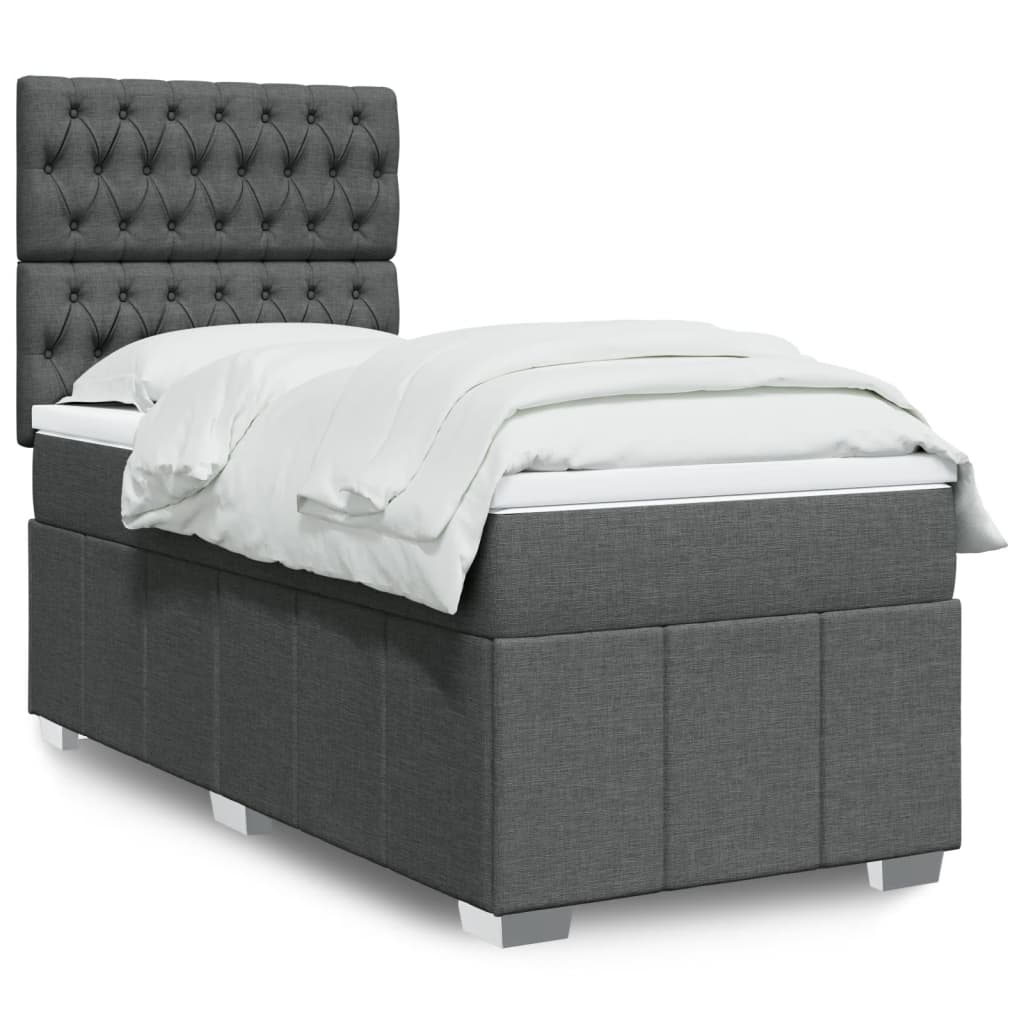 Sommier à lattes de lit avec matelas Gris foncé 90x200 cm Tissu - XIOS