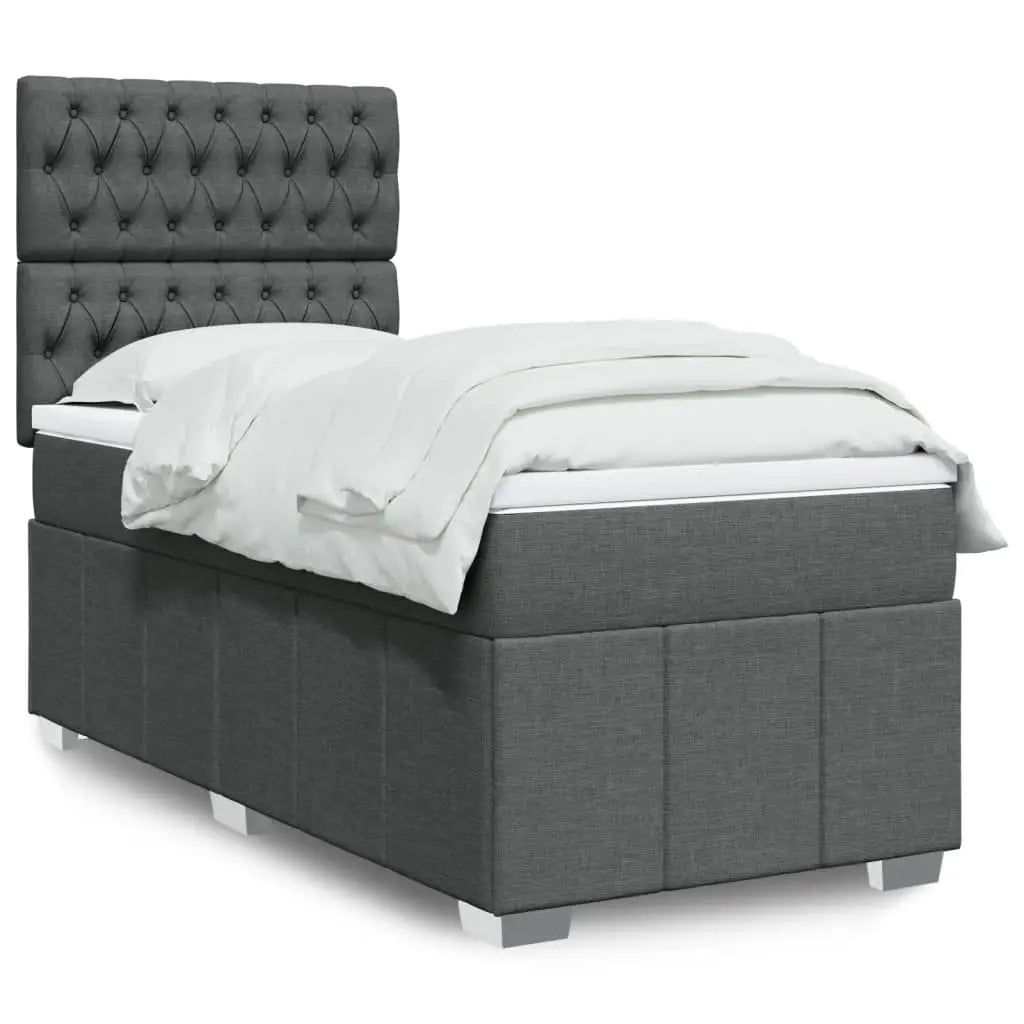 Sommier à lattes de lit avec matelas Gris foncé 90x200 cm Tissu - XIOS