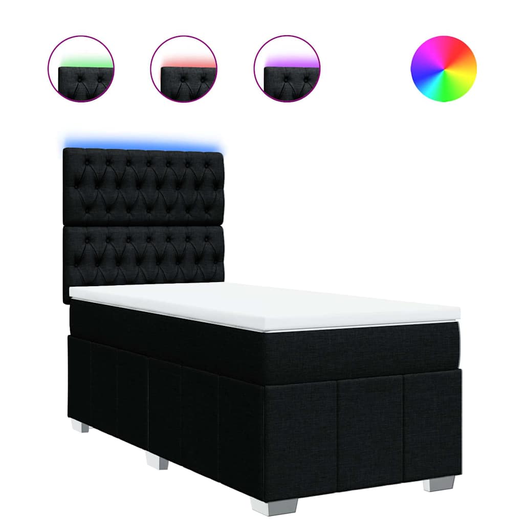 Sommier à lattes de lit avec matelas Noir 90x200 cm Tissu - XIOS