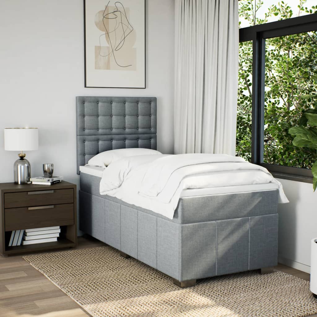 Sommier à lattes de lit avec matelas Gris clair 90x200 cm Tissu - XIOS