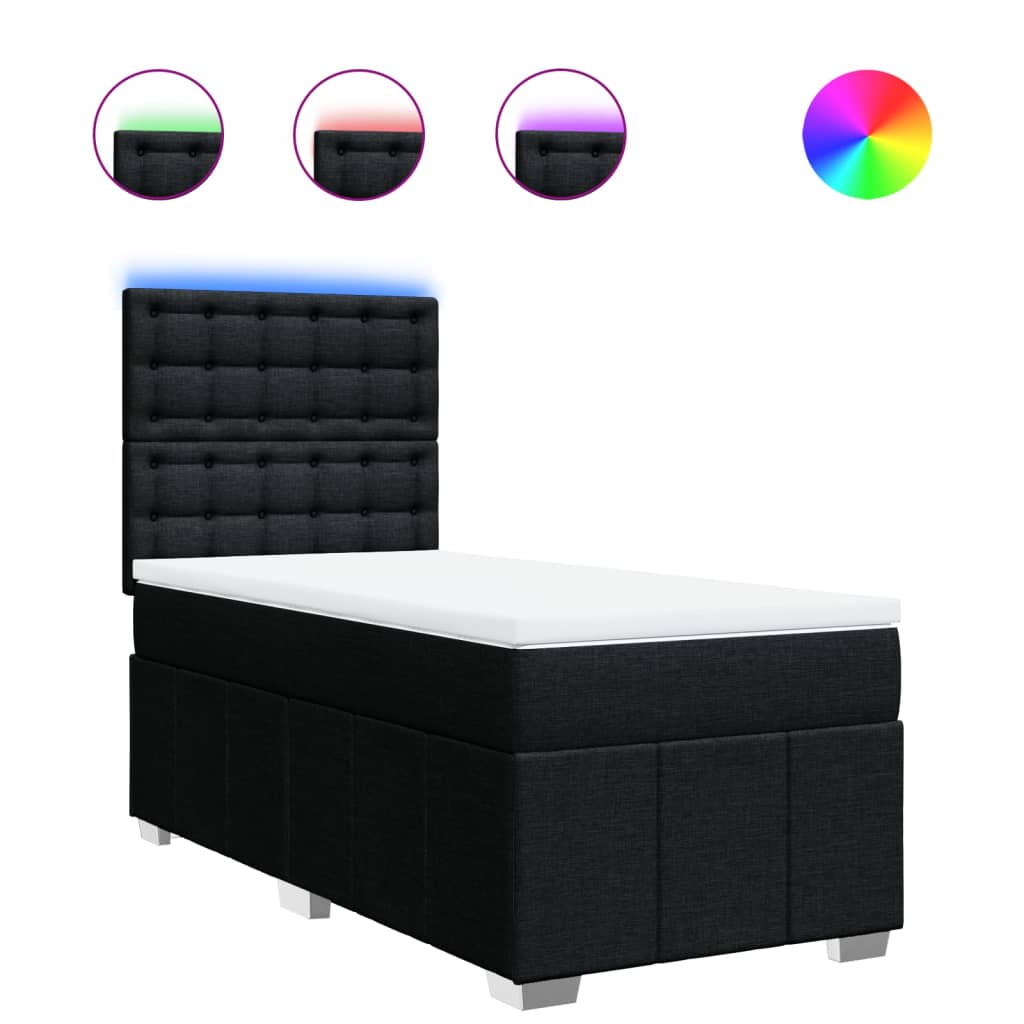 Sommier à lattes de lit avec matelas Noir 90x200 cm Tissu - XIOS