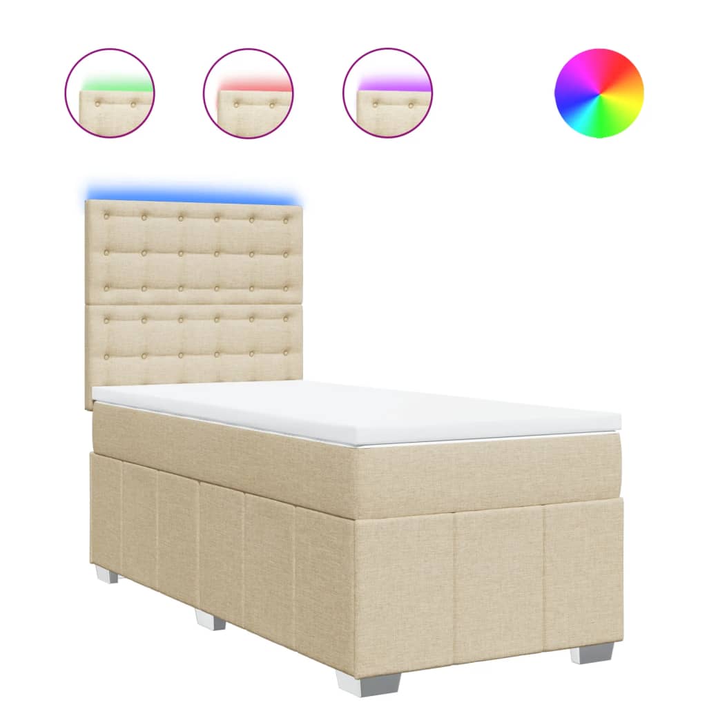 Sommier à lattes de lit avec matelas Crème 90x200 cm Tissu - XIOS