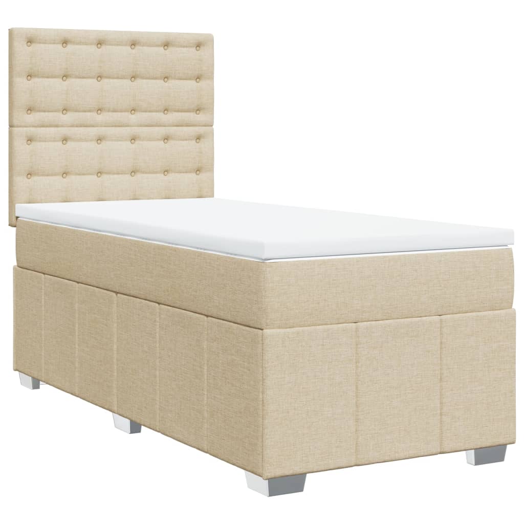 Sommier à lattes de lit avec matelas Crème 90x200 cm Tissu - XIOS
