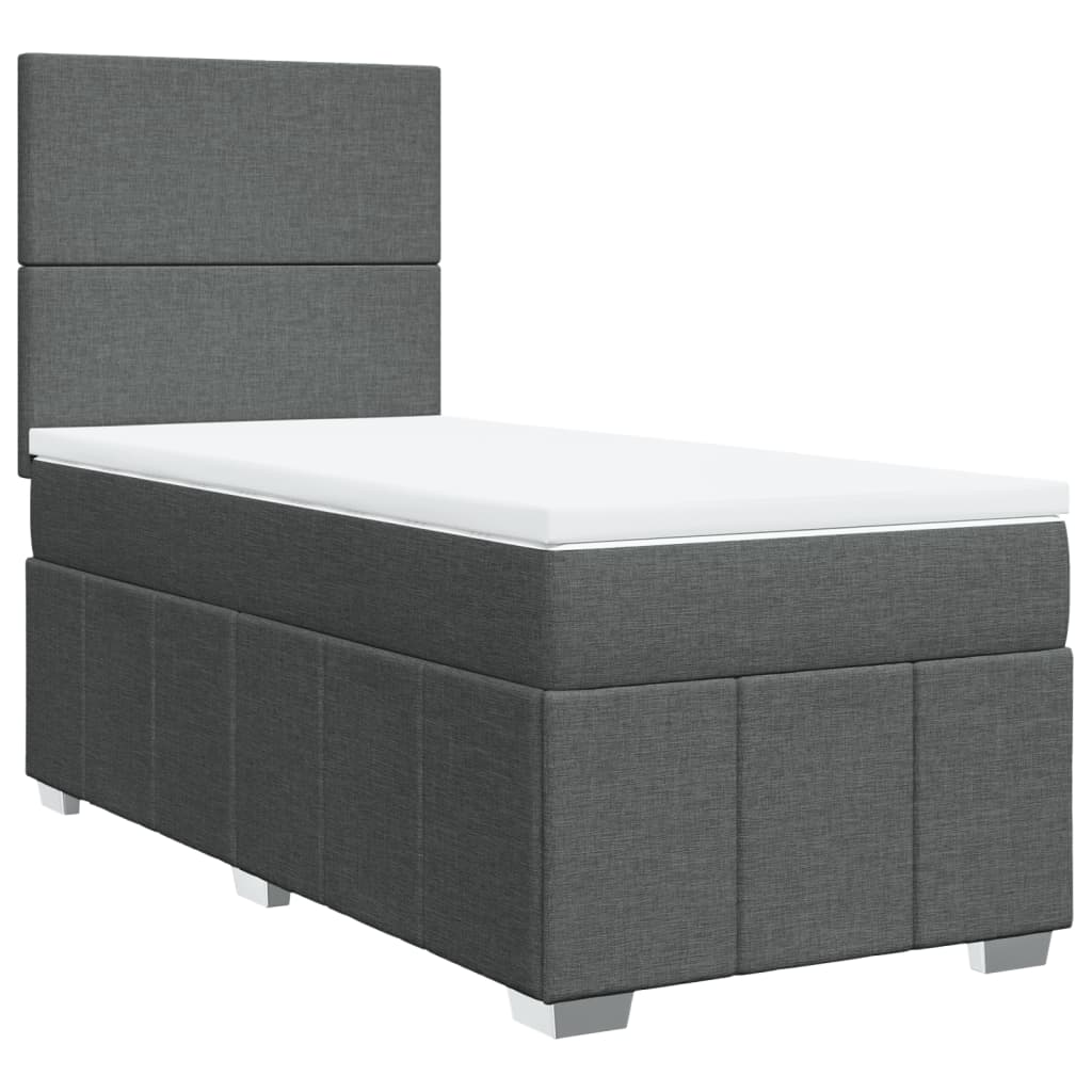 Sommier à lattes de lit avec matelas Gris foncé 100x200cm Tissu - XIOS