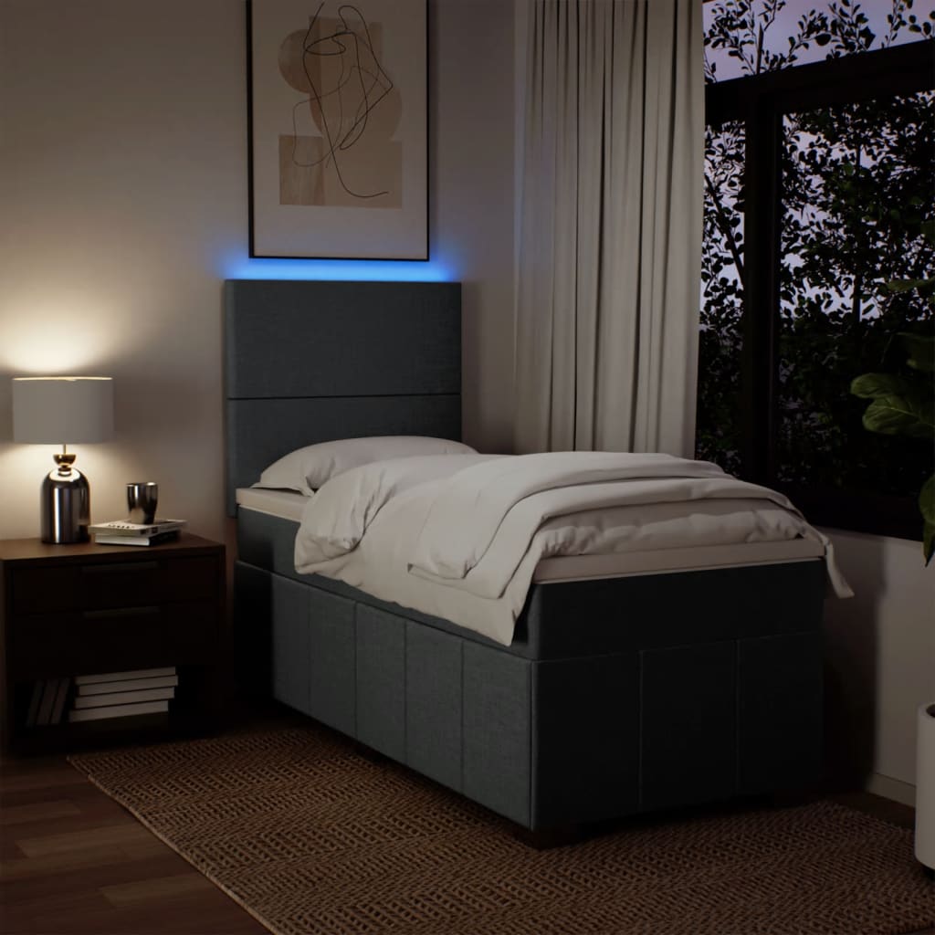 Sommier à lattes de lit avec matelas Gris foncé 100x200cm Tissu - XIOS
