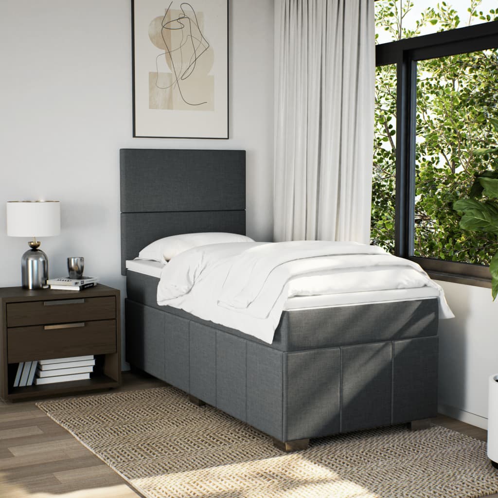 Sommier à lattes de lit avec matelas Gris foncé 100x200cm Tissu - XIOS