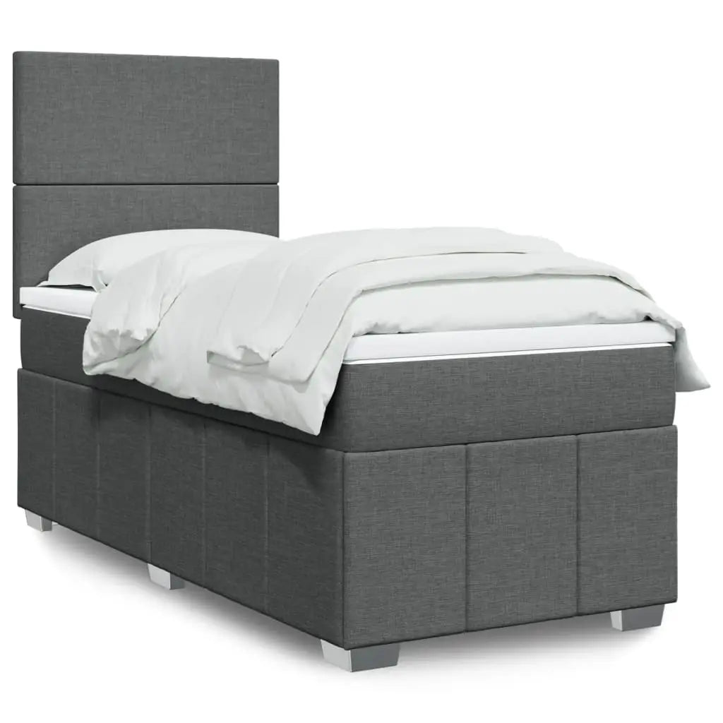 Sommier à lattes de lit avec matelas Gris foncé 100x200cm Tissu - XIOS