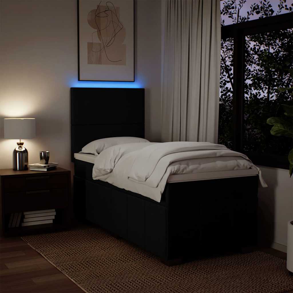 Sommier à lattes de lit avec matelas Noir 100x200 cm Tissu - XIOS