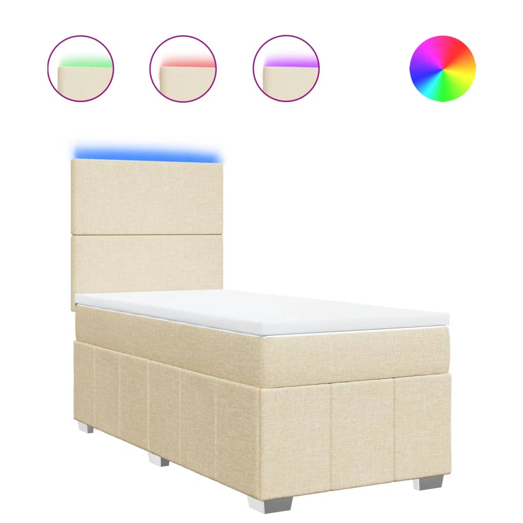 Sommier à lattes de lit avec matelas Crème 100x200 cm Tissu - XIOS
