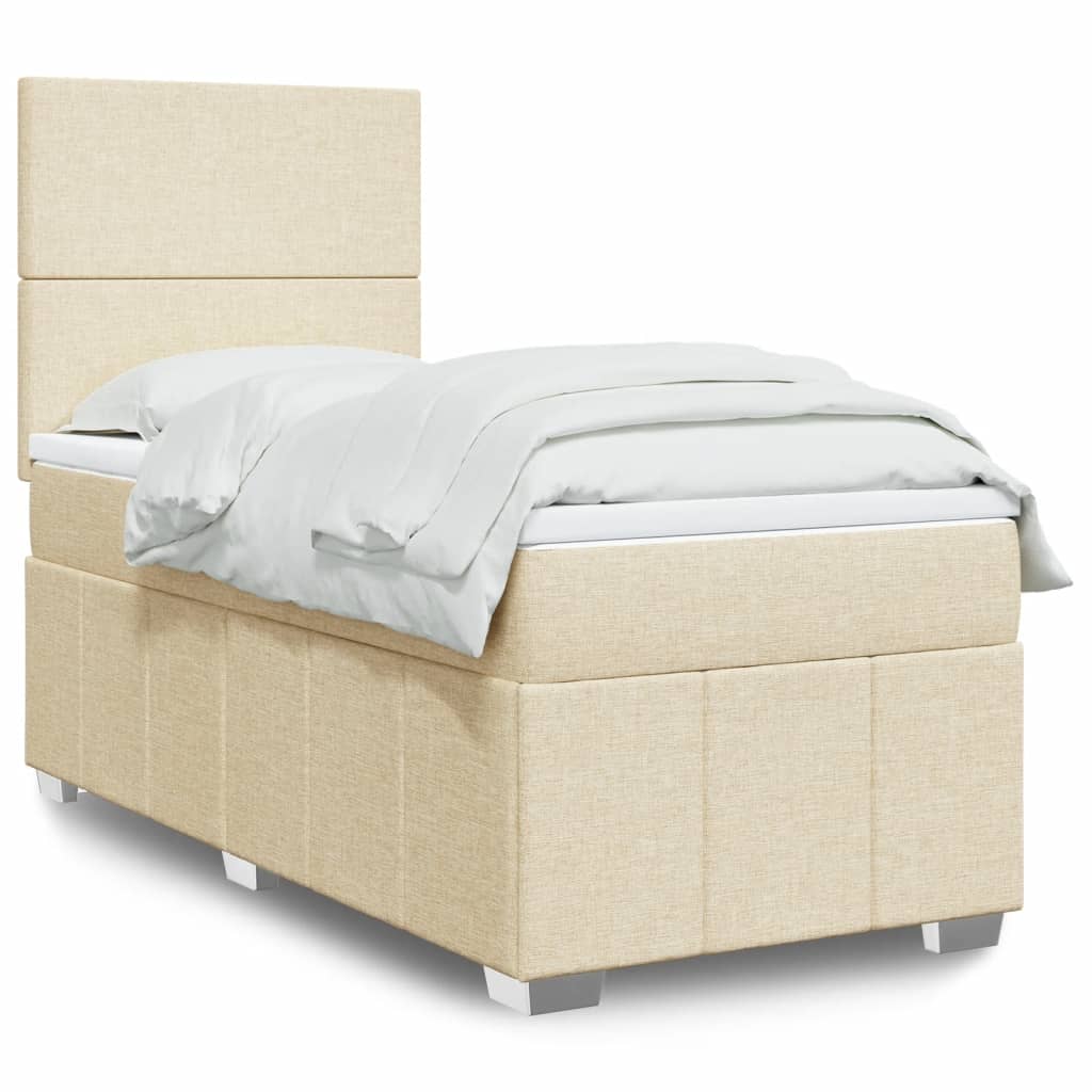 Sommier à lattes de lit avec matelas Crème 100x200 cm Tissu - XIOS