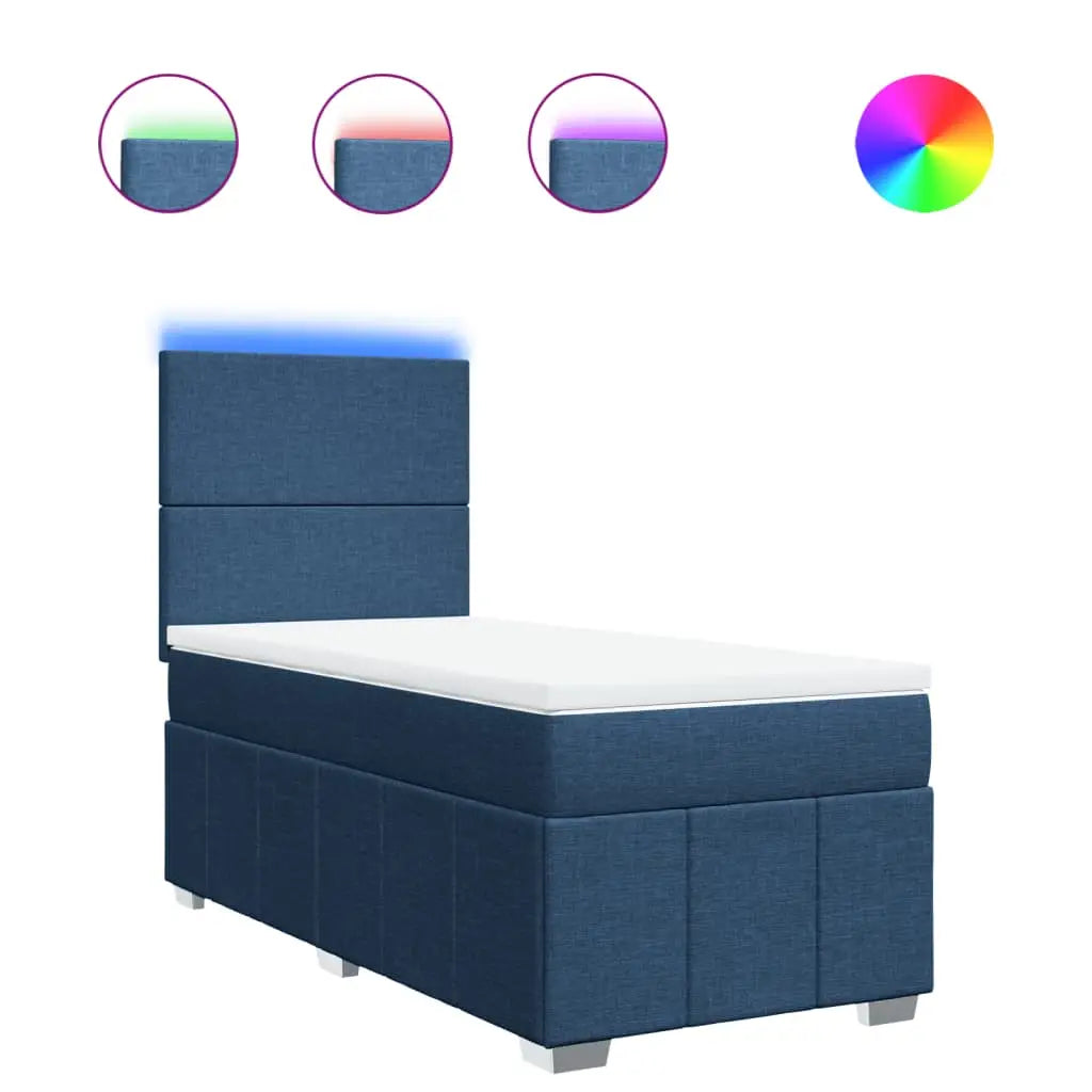 Sommier à lattes de lit avec matelas Bleu 100x200 cm Tissu - XIOS