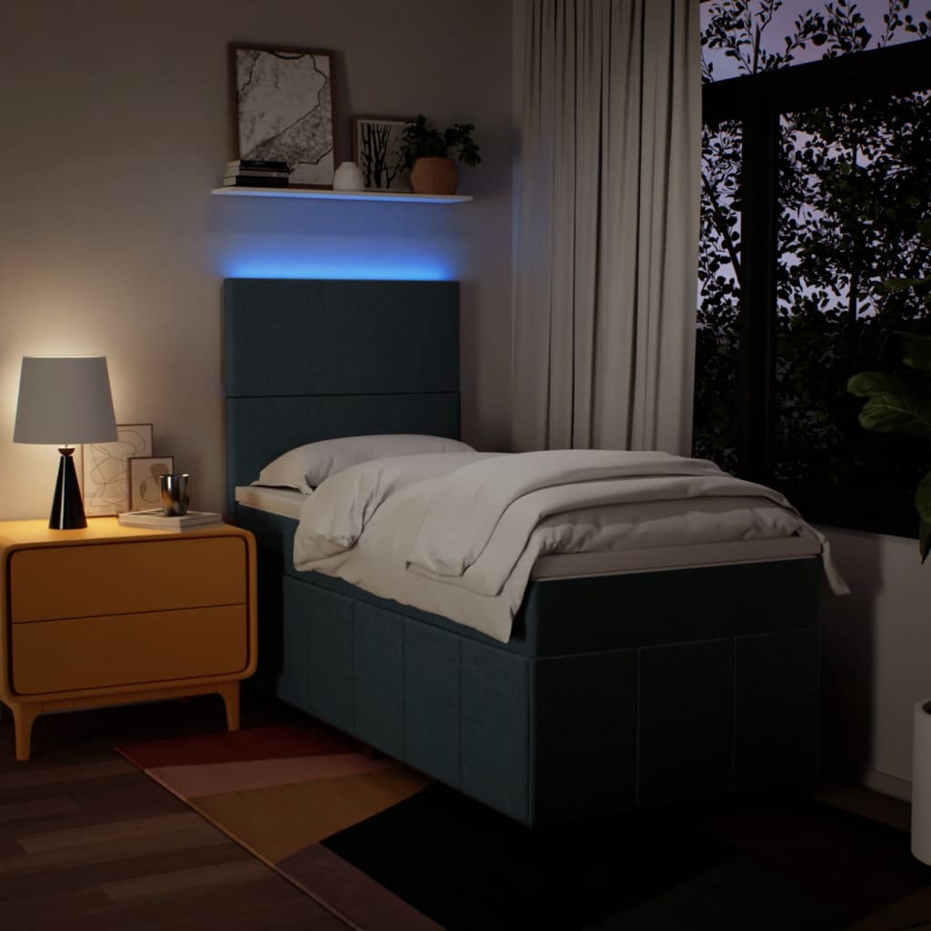 Sommier à lattes de lit avec matelas Bleu 100x200 cm Tissu - XIOS