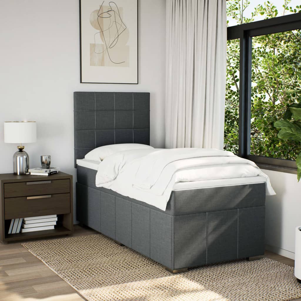 Sommier à lattes de lit avec matelas Gris foncé 100x200cm Tissu - XIOS