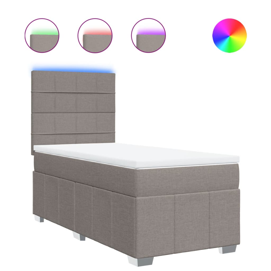 Sommier à lattes de lit avec matelas Taupe 100x200 cm Tissu - XIOS