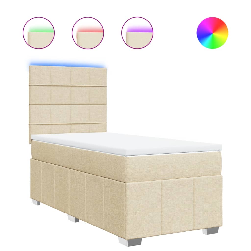 Sommier à lattes de lit avec matelas Crème 100x200 cm Tissu - XIOS