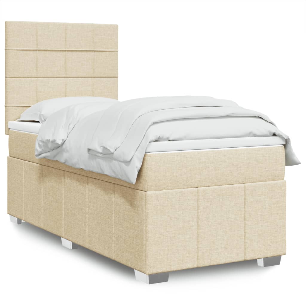 Sommier à lattes de lit avec matelas Crème 100x200 cm Tissu - XIOS