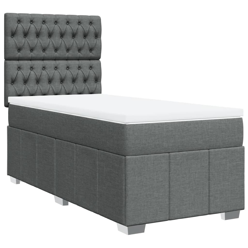 Sommier à lattes de lit avec matelas Gris foncé 100x200cm Tissu - XIOS