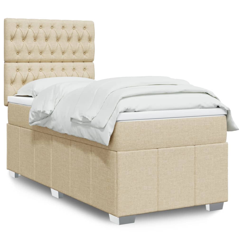 Sommier à lattes de lit avec matelas Crème 100x200 cm Tissu - XIOS