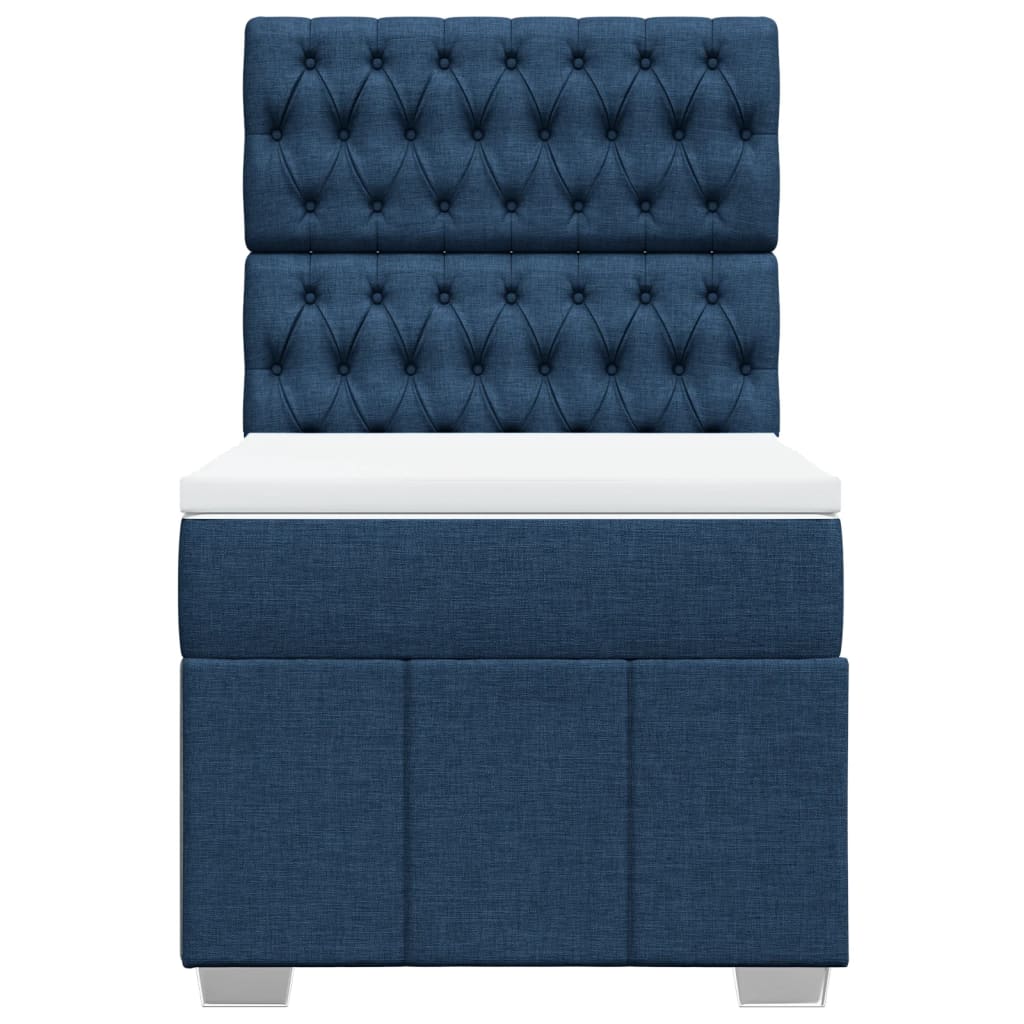 Sommier à lattes de lit avec matelas Bleu 100x200 cm Tissu - XIOS
