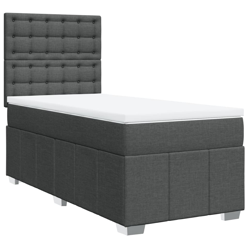 Sommier à lattes de lit avec matelas Gris foncé 100x200cm Tissu - XIOS