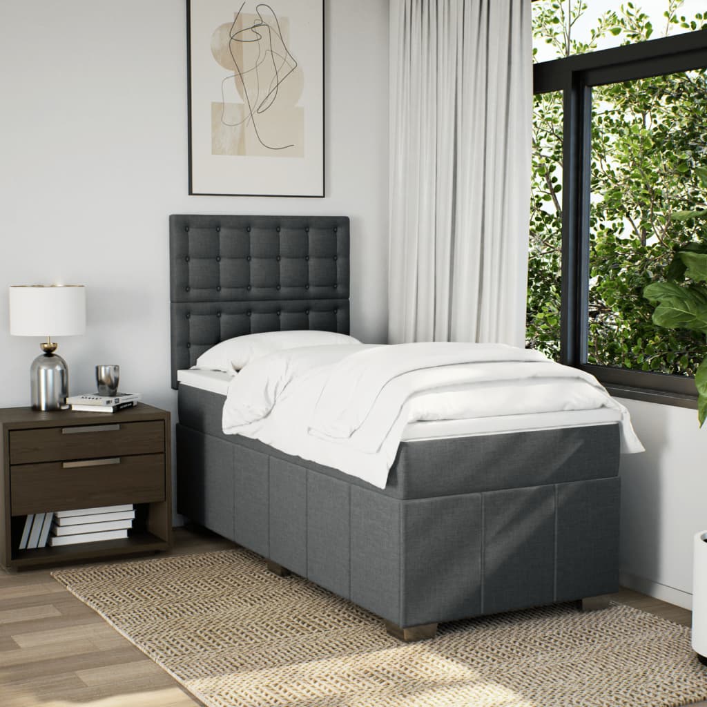 Sommier à lattes de lit avec matelas Gris foncé 100x200cm Tissu - XIOS