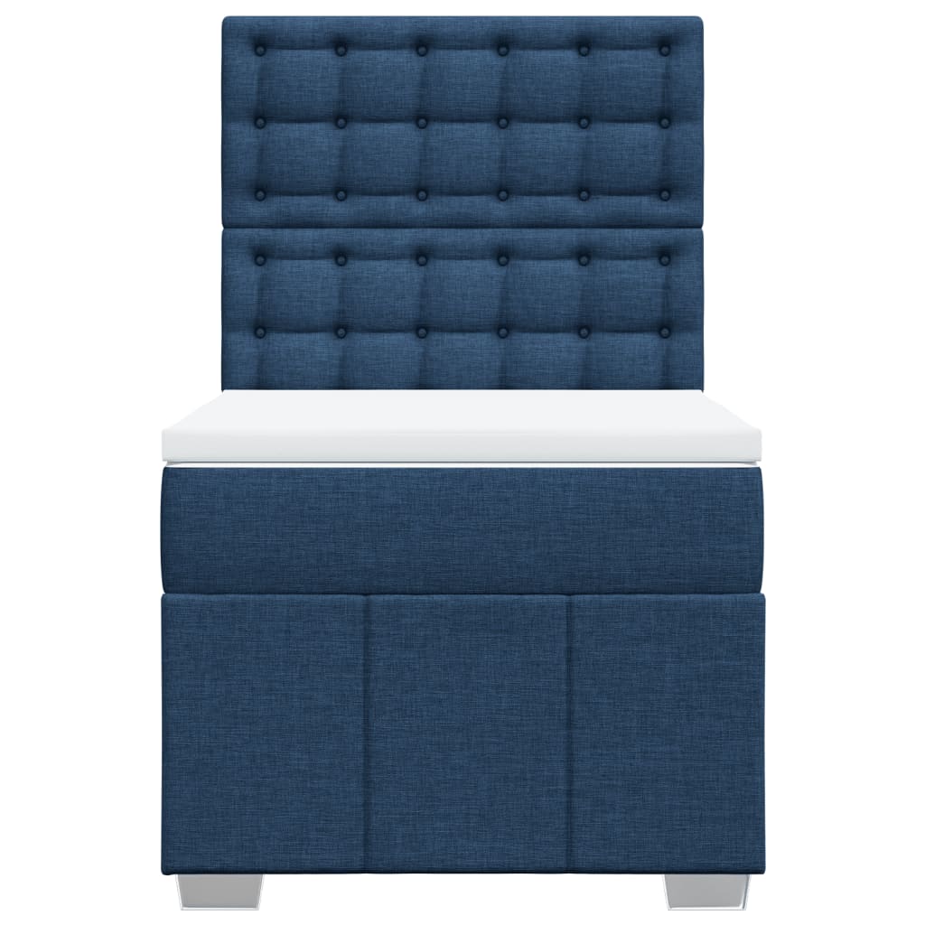 Sommier à lattes de lit avec matelas Bleu 100x200 cm Tissu - XIOS