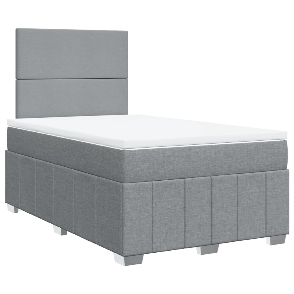 Sommier à lattes de lit et matelas gris clair 120x190 cm tissu - XIOS