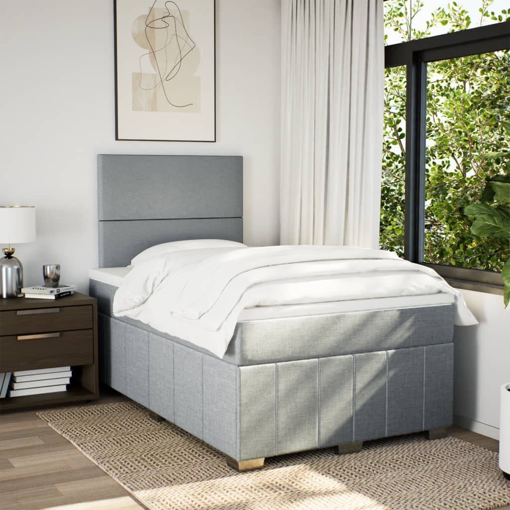 Sommier à lattes de lit et matelas gris clair 120x190 cm tissu - XIOS