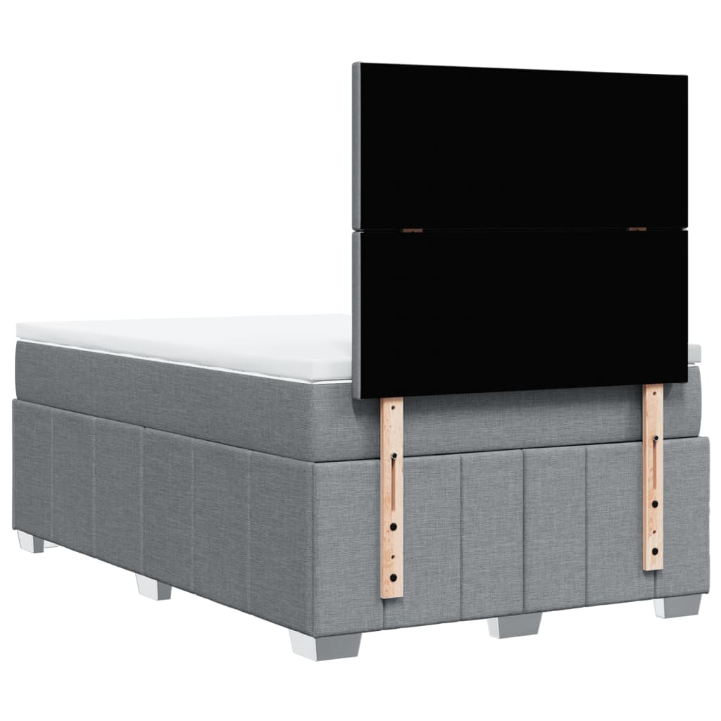 Sommier à lattes de lit et matelas gris clair 120x190 cm tissu - XIOS