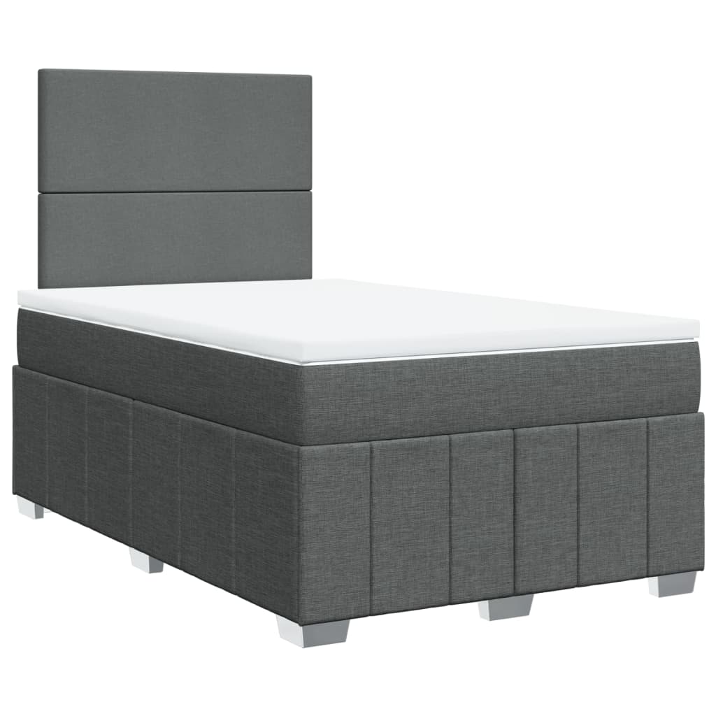Sommier à lattes de lit avec matelas gris foncé 120x190cm tissu - XIOS