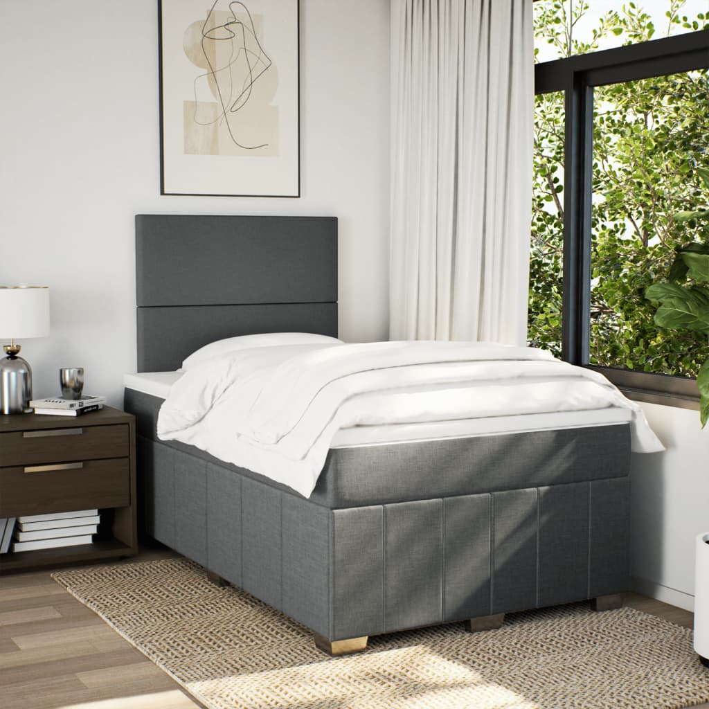 Sommier à lattes de lit avec matelas gris foncé 120x190cm tissu - XIOS