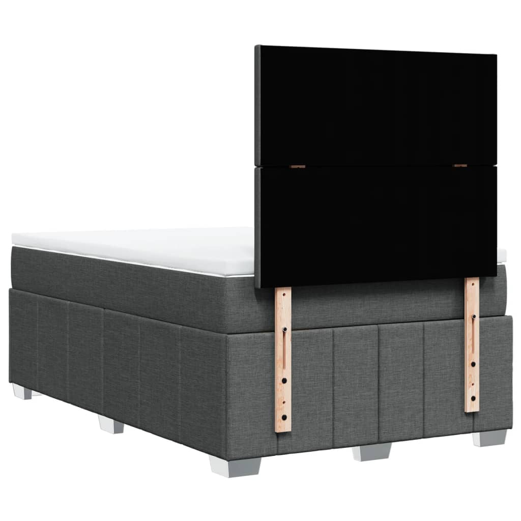 Sommier à lattes de lit avec matelas gris foncé 120x190cm tissu - XIOS