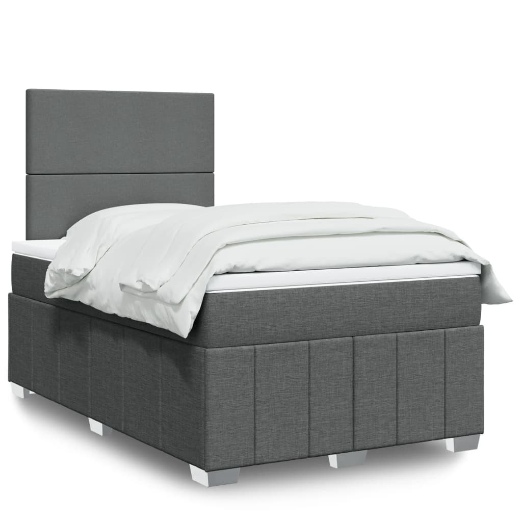 Sommier à lattes de lit avec matelas gris foncé 120x190cm tissu - XIOS