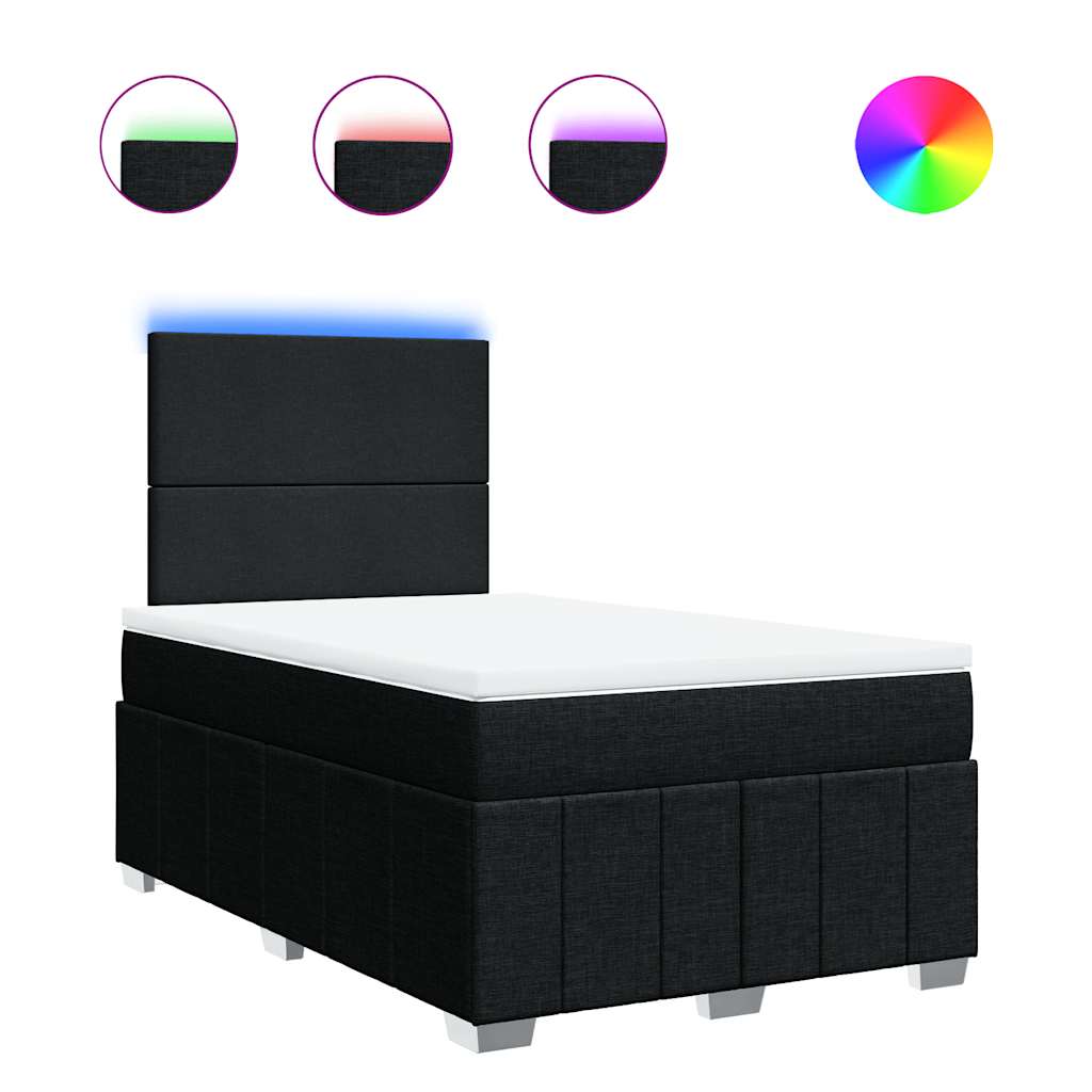 Sommier à lattes de lit avec matelas noir 120x190 cm tissu - XIOS