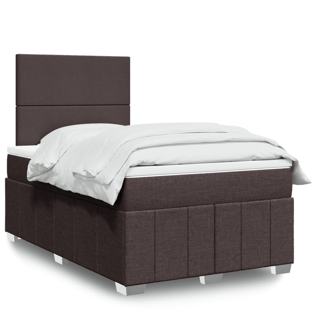 Sommier à lattes de lit et matelas marron foncé 120x190cm tissu - XIOS