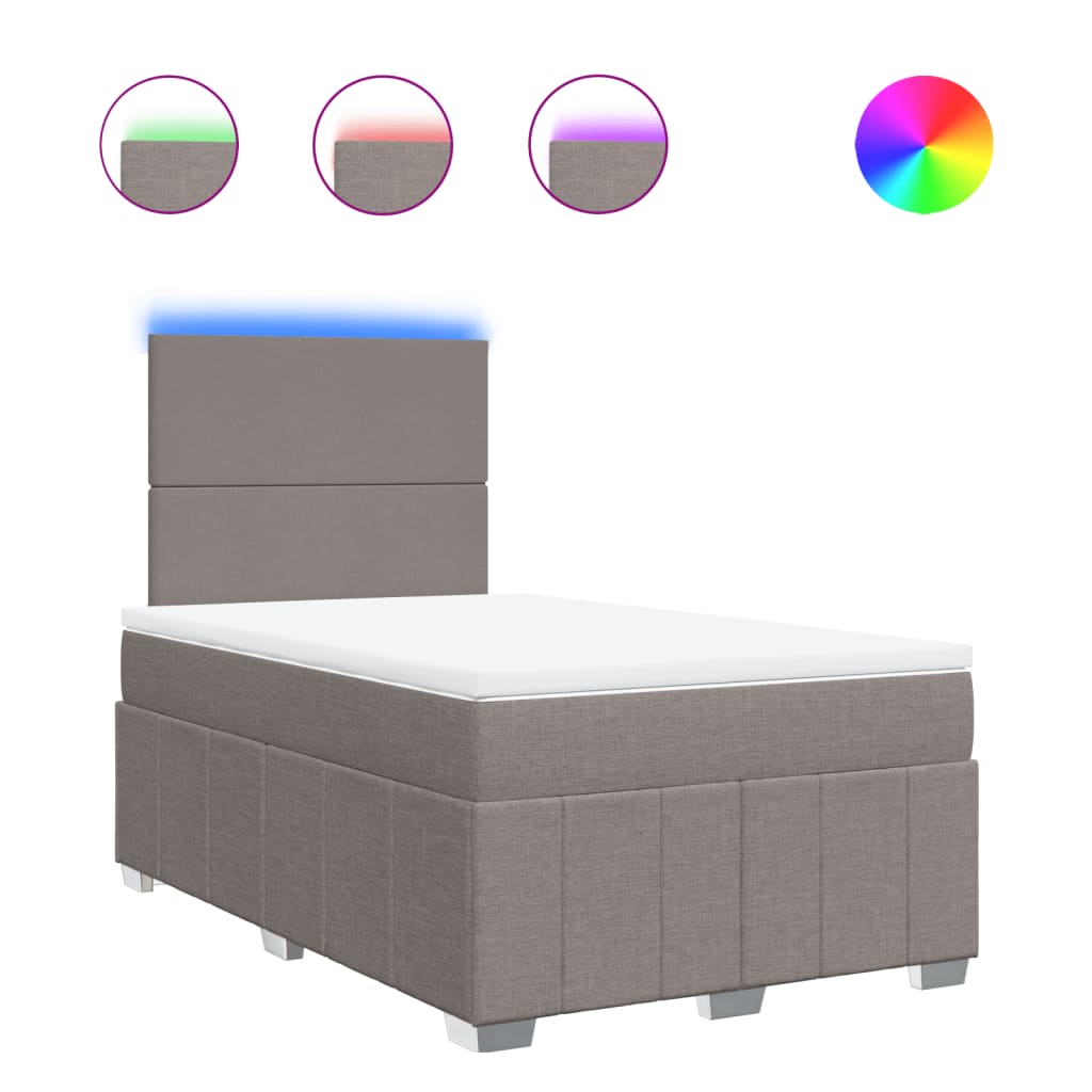 Sommier à lattes de lit avec matelas taupe 120x190 cm tissu - XIOS