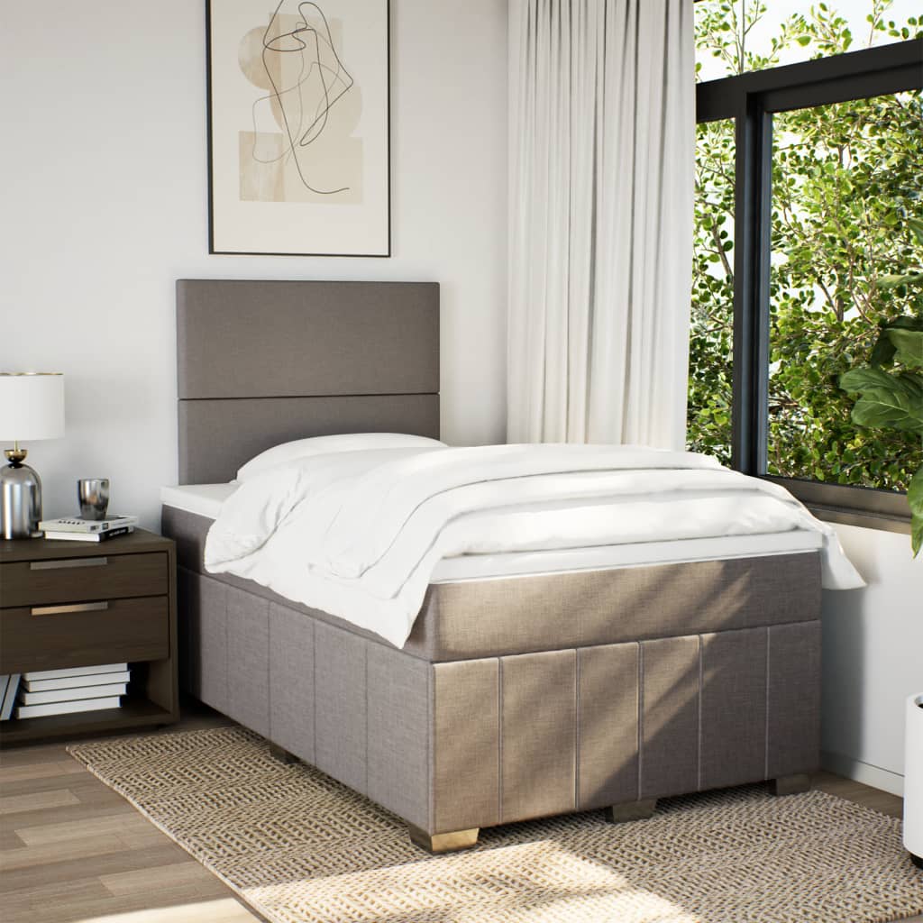 Sommier à lattes de lit avec matelas taupe 120x190 cm tissu - XIOS