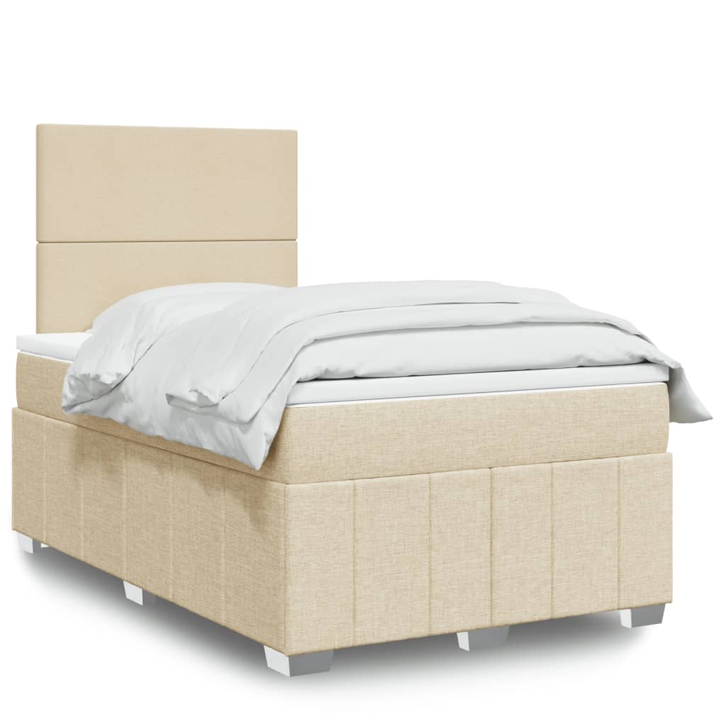 Sommier à lattes de lit avec matelas crème 120x190 cm tissu - XIOS