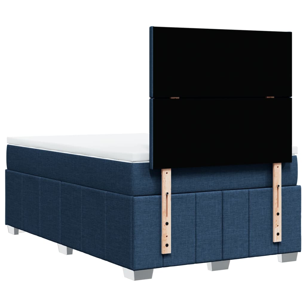 Sommier à lattes de lit avec matelas bleu 120x190 cm tissu - XIOS