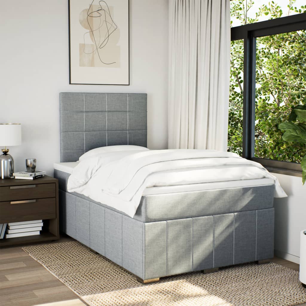 Sommier à lattes de lit et matelas gris clair 120x190 cm tissu - XIOS