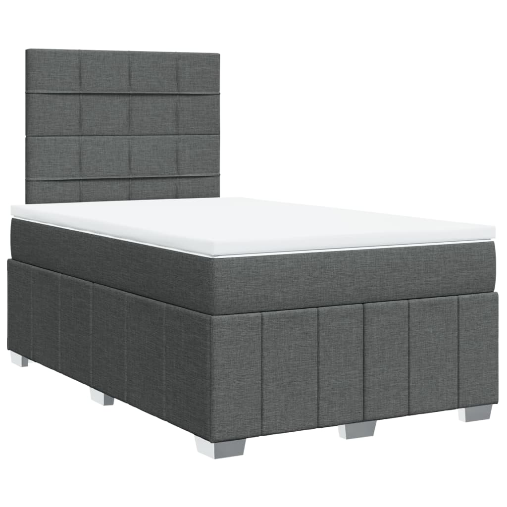 Sommier à lattes de lit avec matelas gris foncé 120x190cm tissu - XIOS