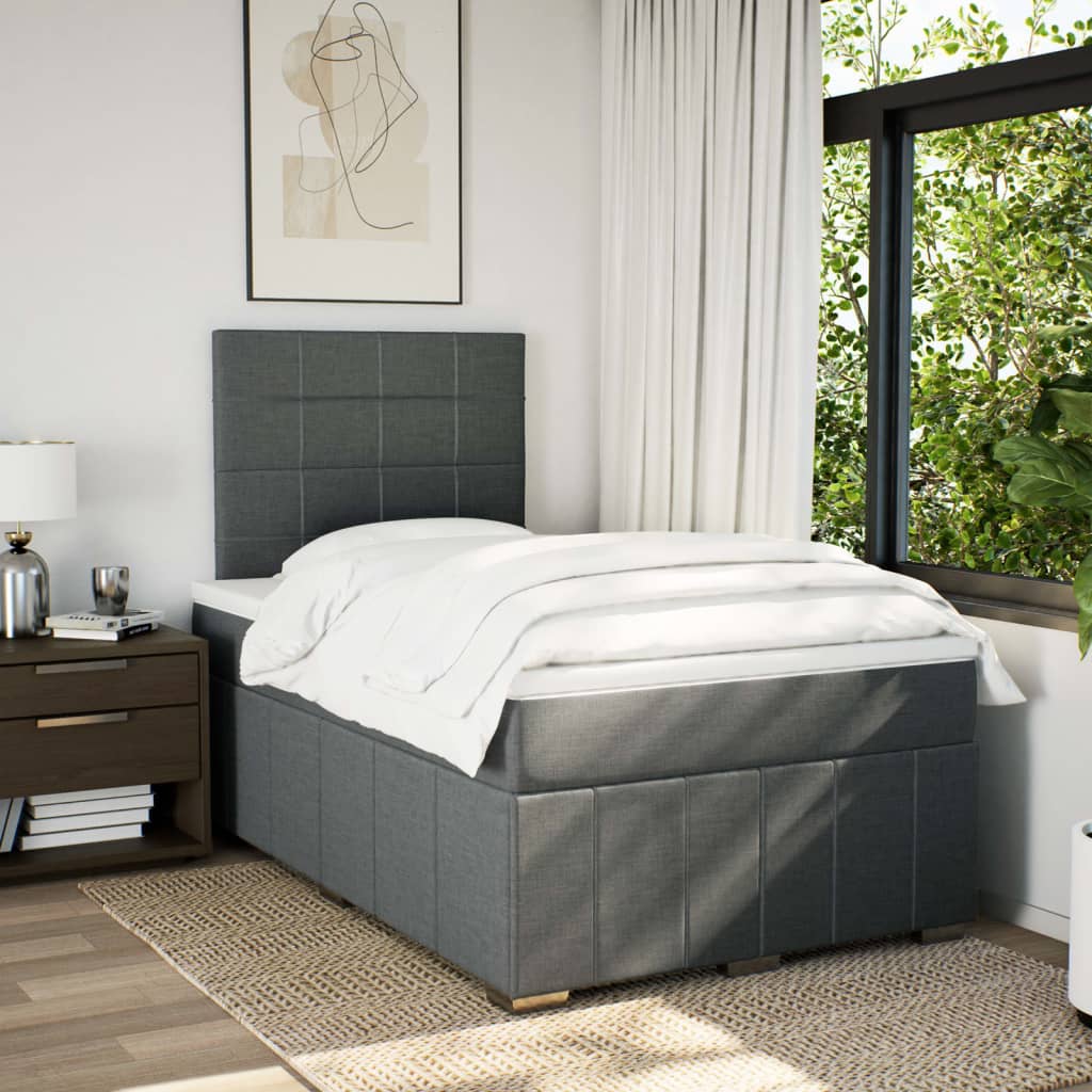 Sommier à lattes de lit avec matelas gris foncé 120x190cm tissu - XIOS