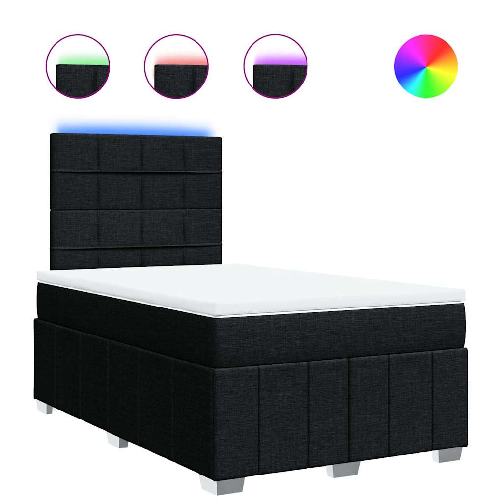 Sommier à lattes de lit avec matelas noir 120x190 cm tissu - XIOS