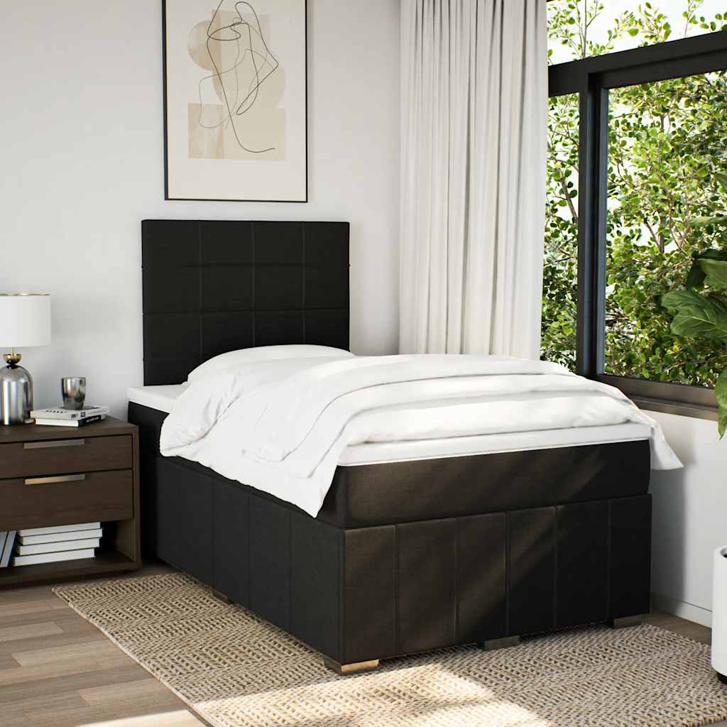 Sommier à lattes de lit avec matelas noir 120x190 cm tissu - XIOS