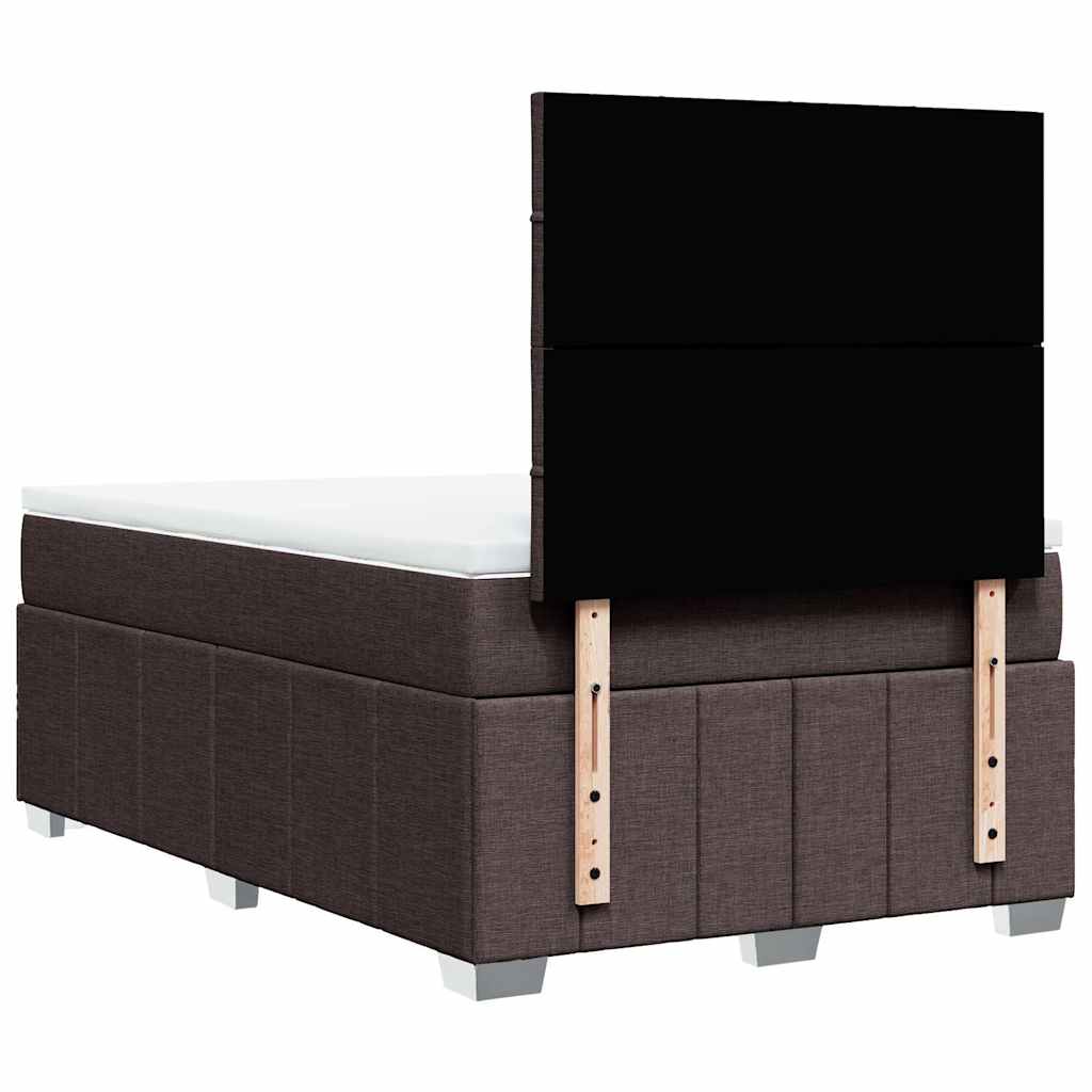 Sommier à lattes de lit et matelas marron foncé 120x190cm tissu - XIOS