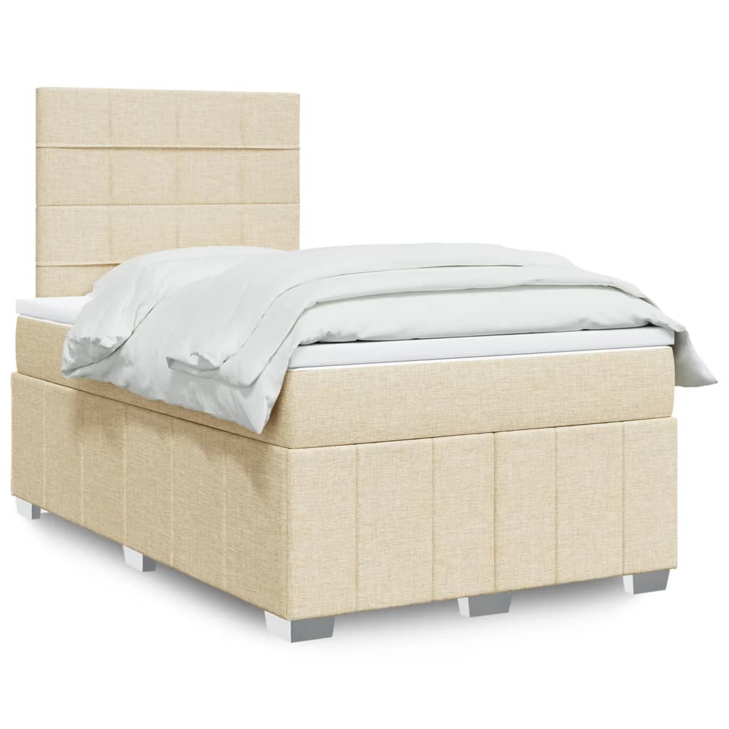 Sommier à lattes de lit avec matelas crème 120x190 cm tissu - XIOS
